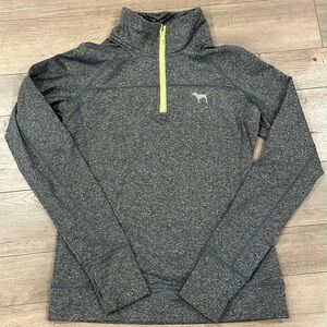 Victoria’s Secret PINK Gray Quarter-Zip Compression Pullover Size Small